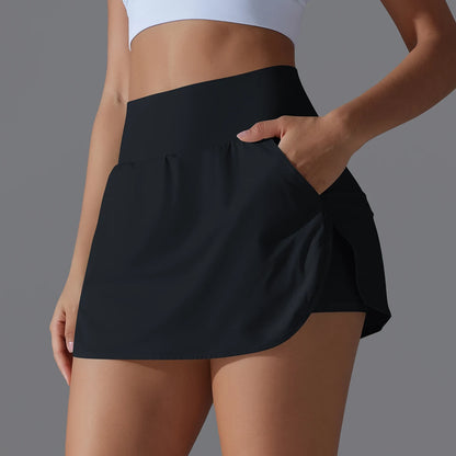 Women’s Gym Running Skorts – Double Deck Quick Dry Workout Shorts with Pocket