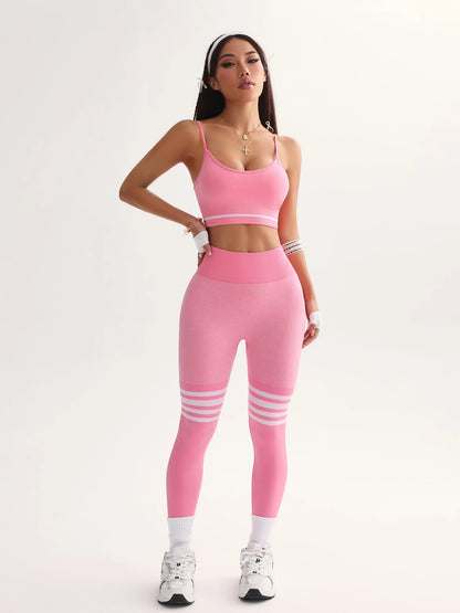 Curve & Flow Set - Black/Grey V-Back Leggings