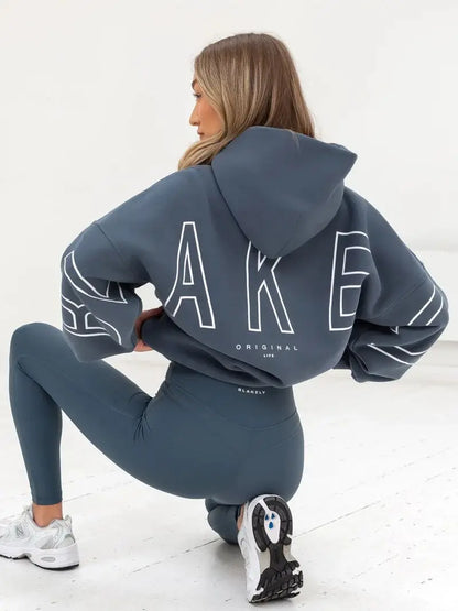 Womans Oversized Hip Hop Hoodie Printed Streetwear Sweatshirt Top