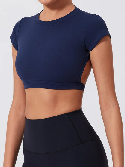 Ladies Sports Top | Backless Yoga Crop Activewear