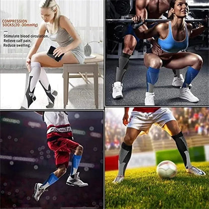 Womans Mens Running Compression Socks Unisex 20-30mmHg Sport Pain Relief Black