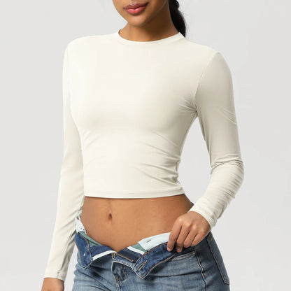 Women Long Sleeve Yoga Shirt Quick Dry Gym Workout Running Fitness Crop Top