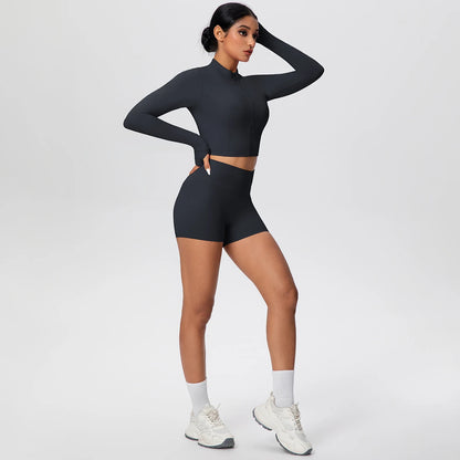 Women Yoga Set Quick Dry | Zipper Top Leggings Set