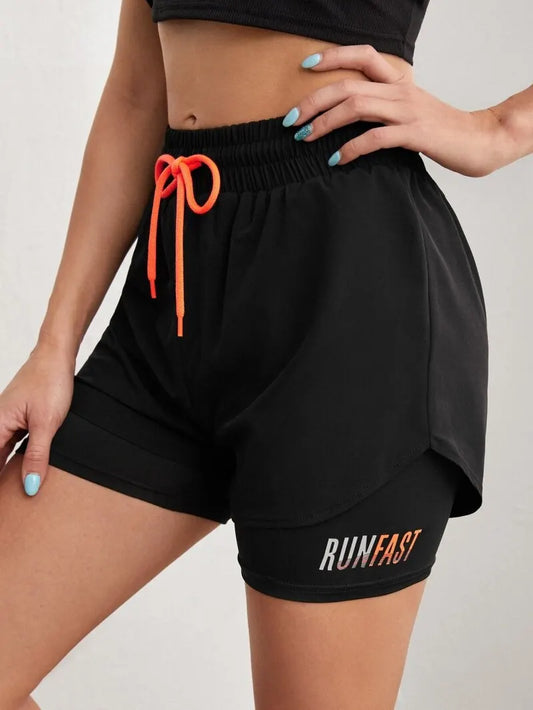 Women’s High Rise Running Shorts – Elastic Waist Workout Shorts