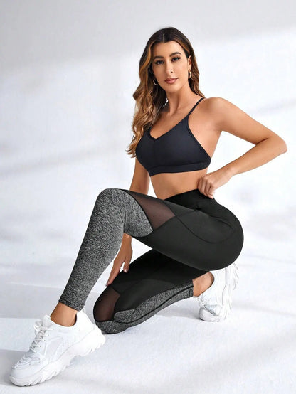 Sculpt & Flow Leggings - Black/Grey Mesh