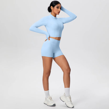 Women Yoga Set Quick Dry | Zipper Top Leggings Set