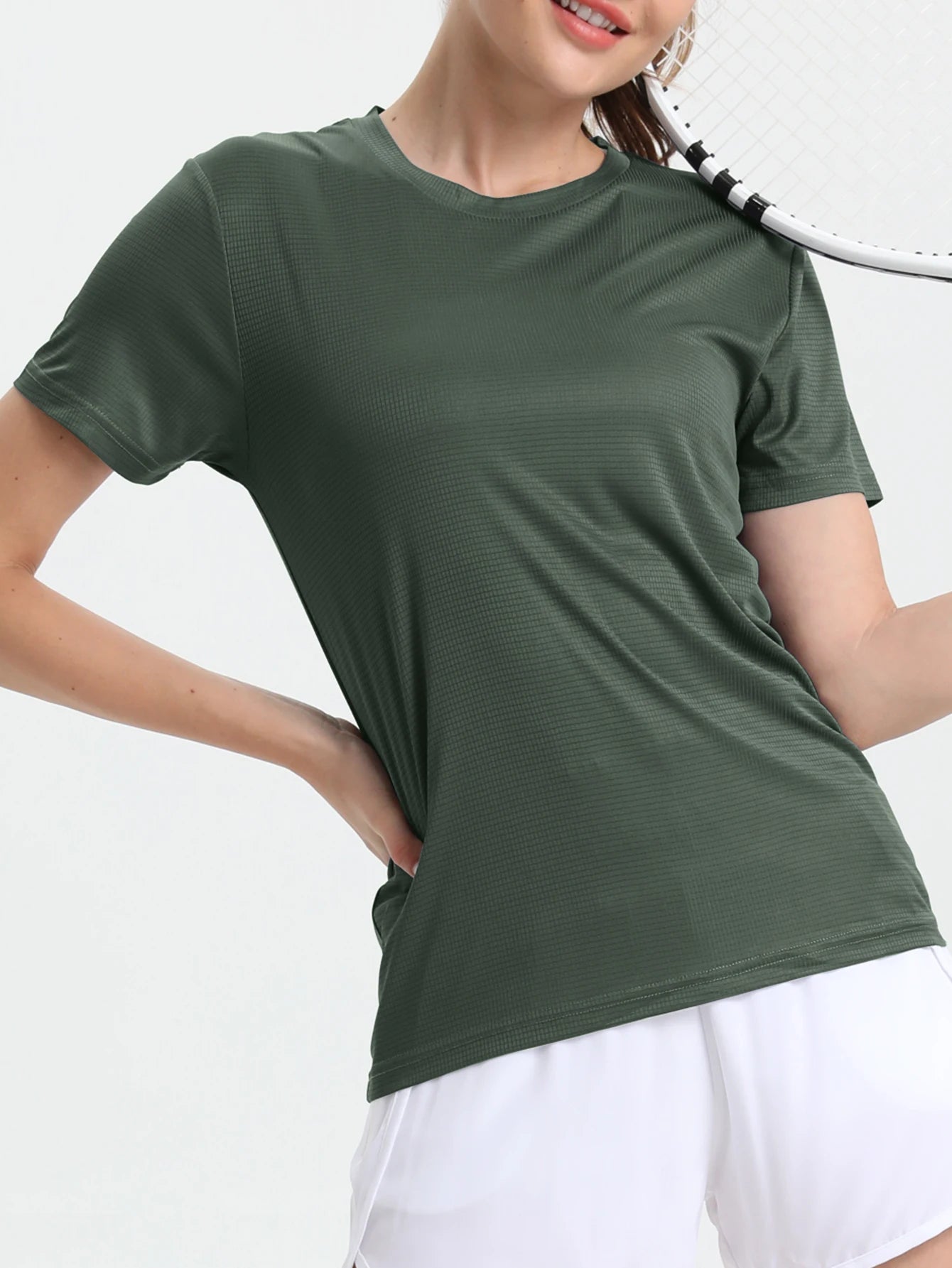 Women Quick Dry Running Gym Sport T-Shirt Breathable Lightweight Fitness Top