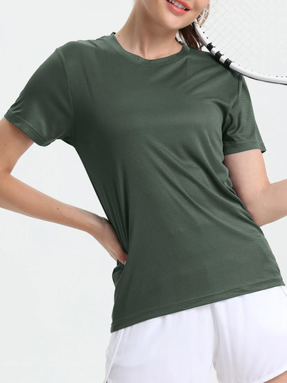 Women Quick Dry Running Gym Sport T-Shirt Breathable Lightweight Fitness Top