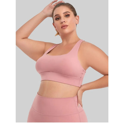 Woman's Plus Size Sports Bra | Cross Back Padded Yoga Gym Top