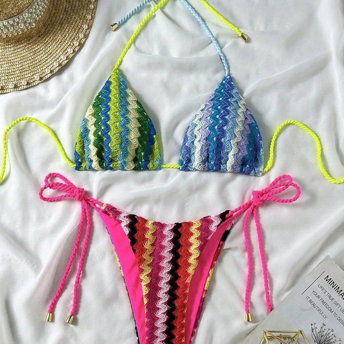 Laguna Isla - Stripey Crochet Bikini