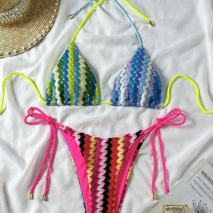 Laguna Isla - Stripey Crochet Bikini