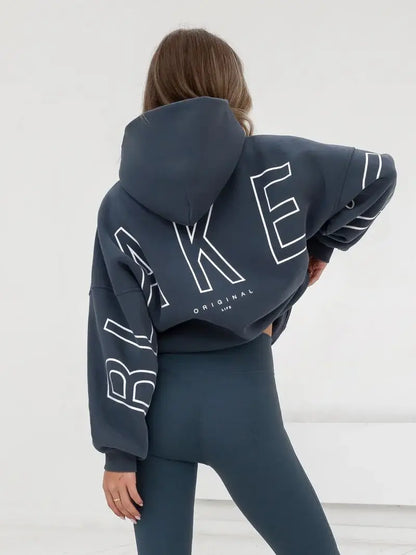 Womans Oversized Hip Hop Hoodie Printed Streetwear Sweatshirt Top
