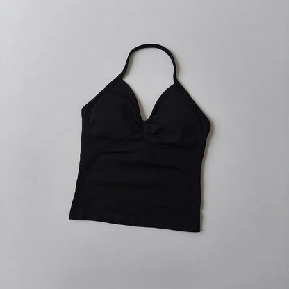 Women Backless Sports Bra Halter Gym Yoga Top Push Up Fitness Vest