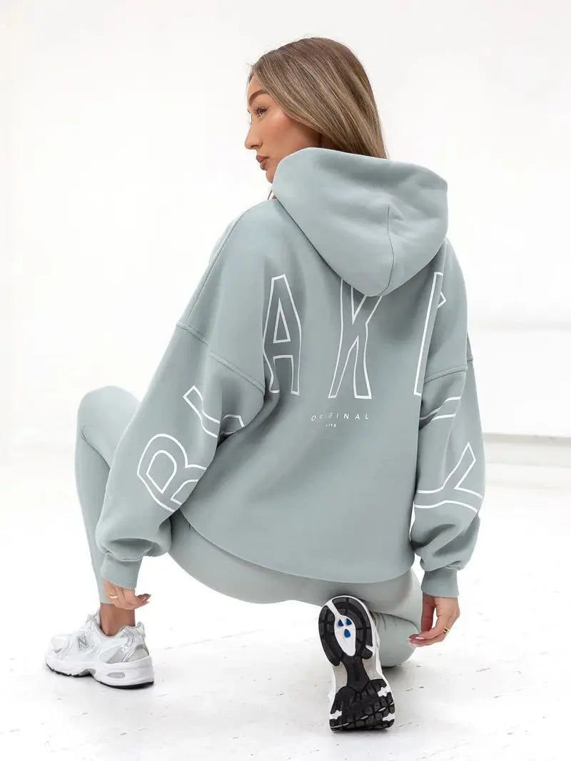 Womans Oversized Hip Hop Hoodie Printed Streetwear Sweatshirt Top