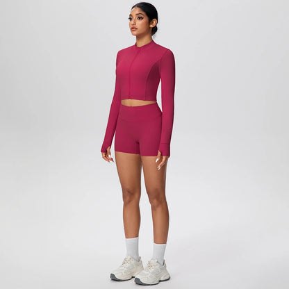 Women Yoga Set Quick Dry | Zipper Top Leggings Set