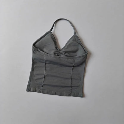 Women Backless Sports Bra Halter Gym Yoga Top Push Up Fitness Vest