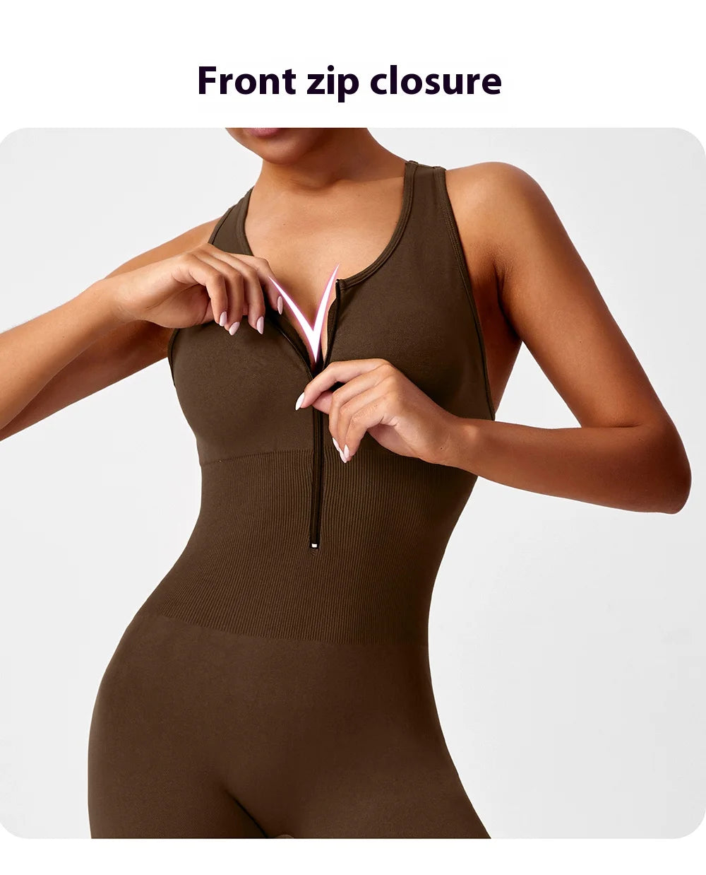 Seamless Peach Booty Bodysuit | V-Back Tummy Control Gym Jumpsuit