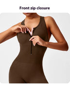 Seamless Peach Booty Bodysuit | V-Back Tummy Control Gym Jumpsuit