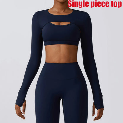 Womens Long Sleeve Gym Top Crop Yoga Shirt Quick Dry Fitness Sports