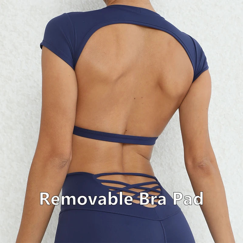 Ctenkevet Sports Crop Top | Backless Yoga Gym Activewear