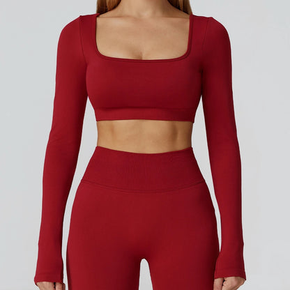 Women’s Gym Yoga Top | Square Neck Backless Fitness Outfit