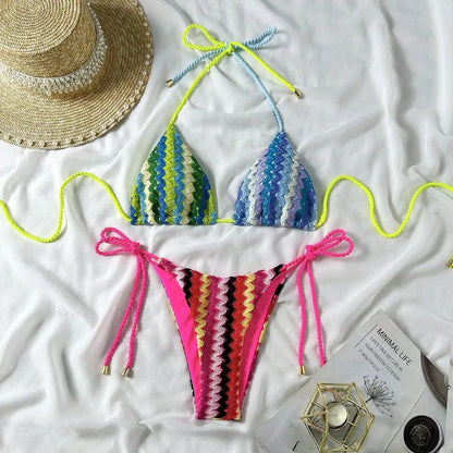 Laguna Isla - Stripey Crochet Bikini
