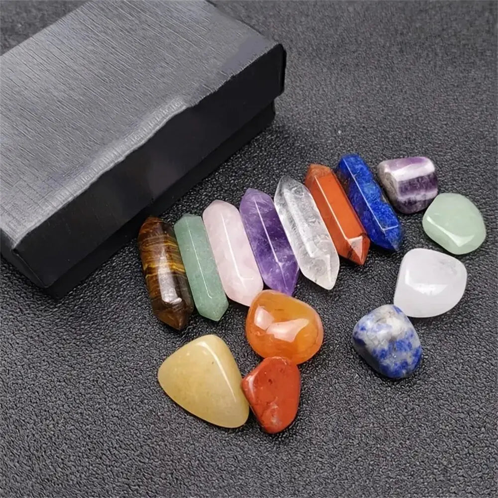 14pcs Pointed Quartz Crystal Chakra Healing Stones Set