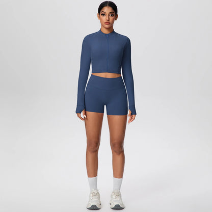 Women Yoga Set Quick Dry | Zipper Top Leggings Set