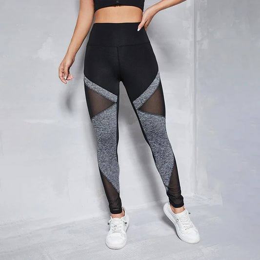Contour Fit Leggings - Black/Grey Mesh Shaping
