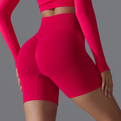Womens High Waist Seamless Yoga Gym Shorts Running Fitness Workout Shorts