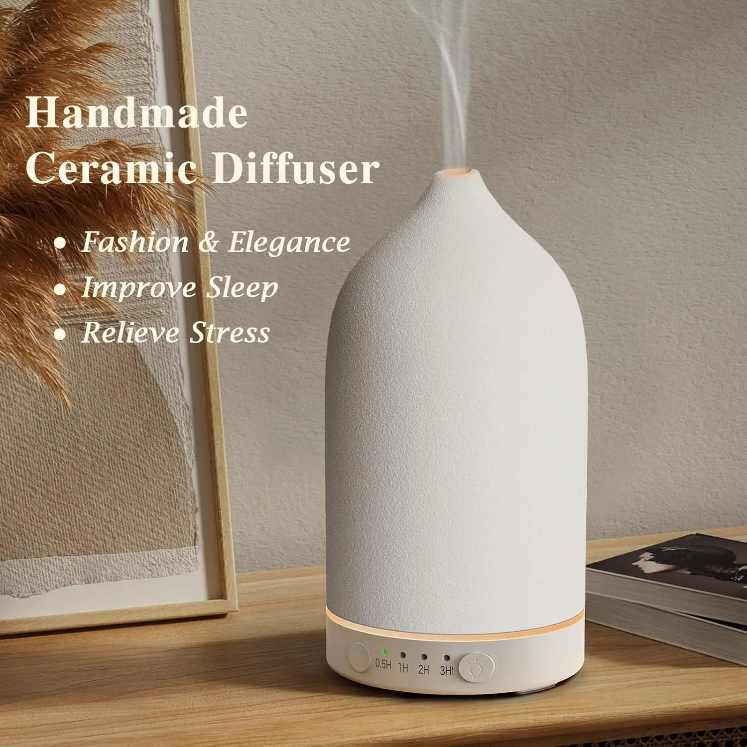 Ceramic Essential Oil Diffuser 100ML | Ultrasonic Aromatherapy Humidifier