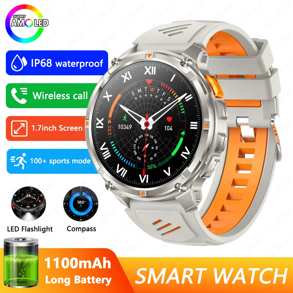 2026 T-Rex3 Pro Smart Watch 1100mAh GPS 5ATM Military Sports Compass Run