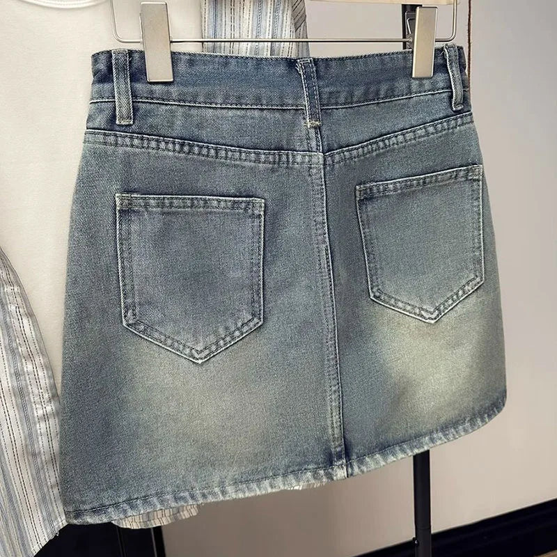 Women High Waist Denim Mini Skirt Slim A-Line Bodycon Fashion Summer