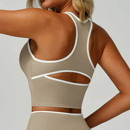 Women Sports Bra High Support Yoga Top Gym Workout Padded Fitness Vest
