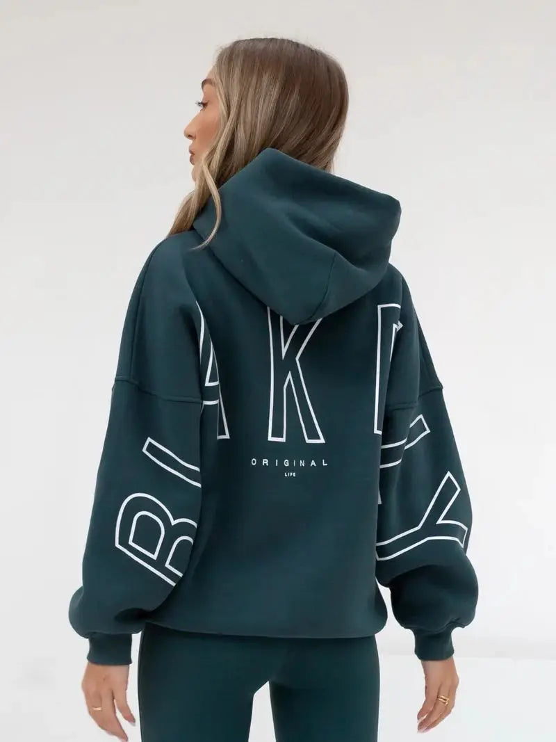Womans Oversized Hip Hop Hoodie Printed Streetwear Sweatshirt Top