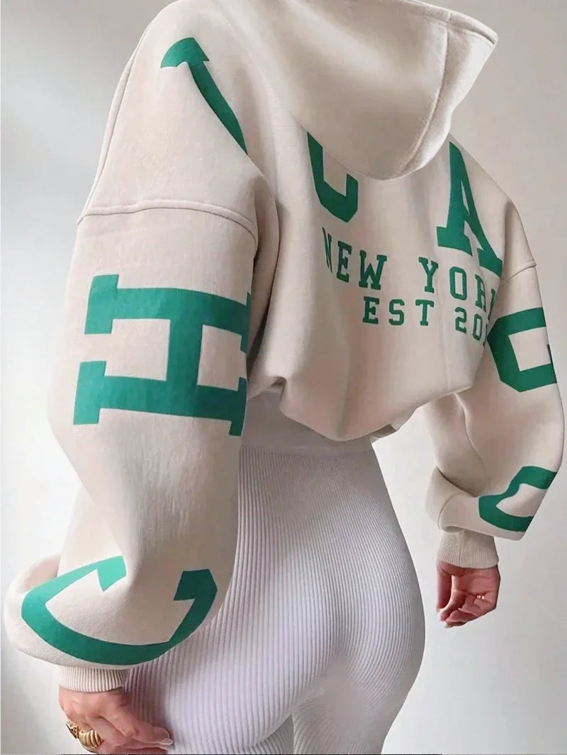 Women’s Casual Long Sleeve Hoodie Letter Print Streetwear Top