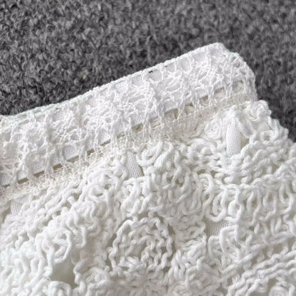 Women Crochet Two Piece Set Summer Y2K Beach Backless Cami Shorts