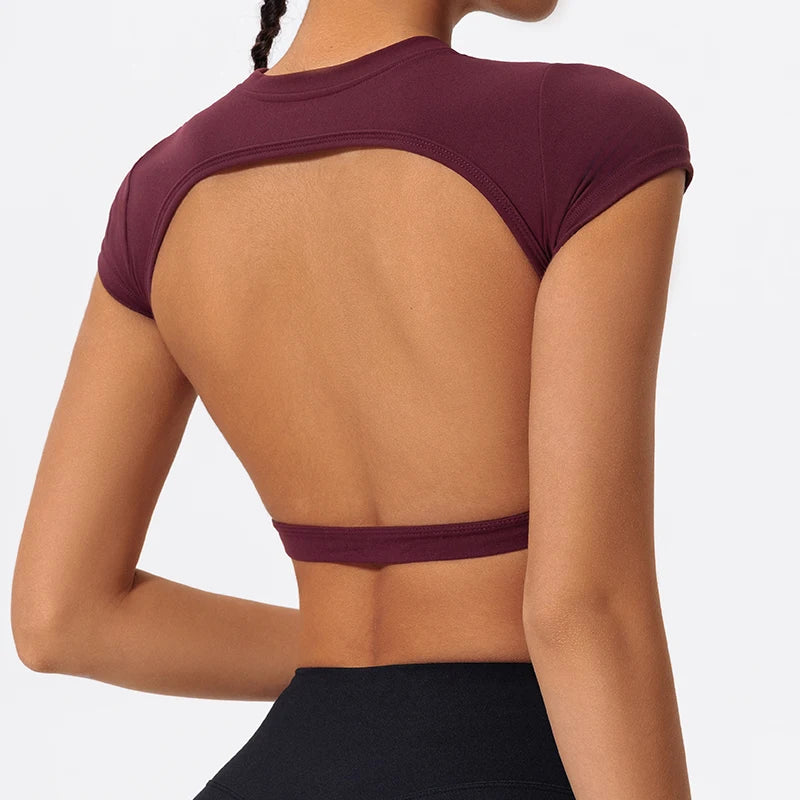 Ladies Sports Top | Backless Yoga Crop Activewear