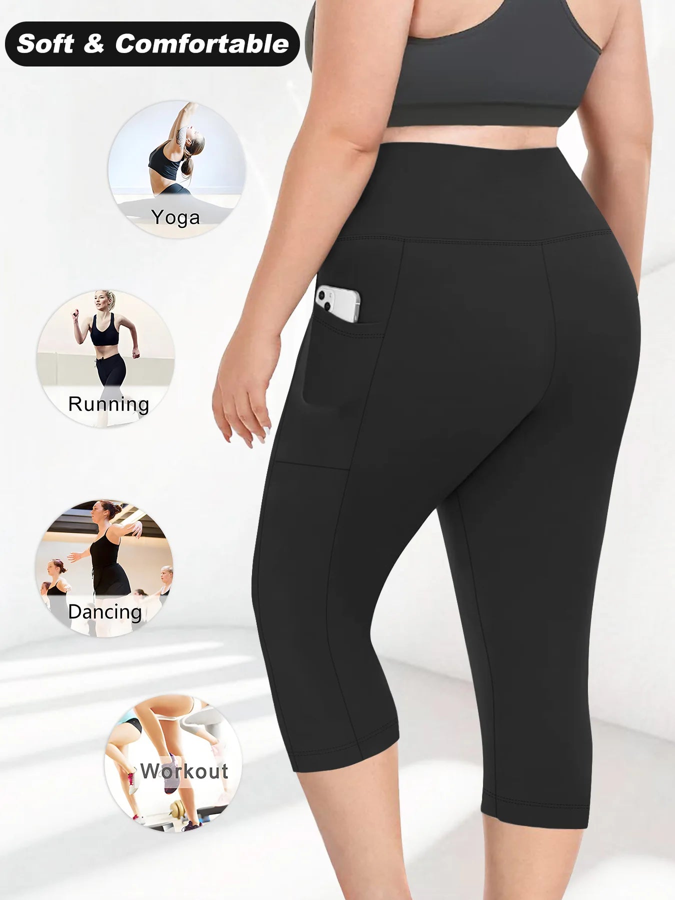 Sculpt & Flow Leggings - Plus Size Capri Black