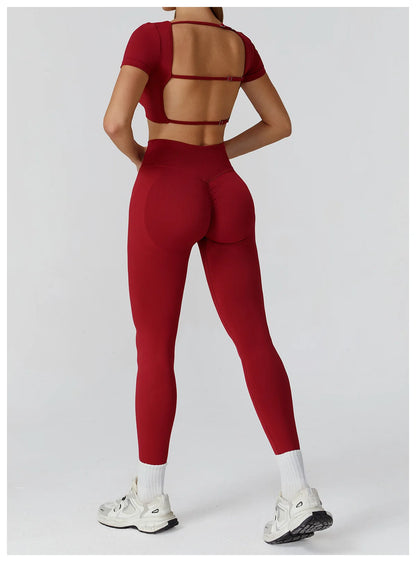 Women’s Gym Yoga Top | Square Neck Backless Fitness Outfit