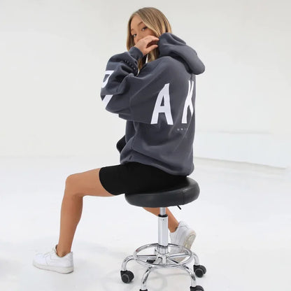 Women’s Stylish Printed Hoodie Thick Warm Streetwear Sweatshirt