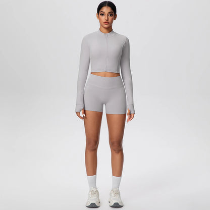 Women Yoga Set Quick Dry | Zipper Top Leggings Set