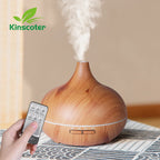 500ML Aromatherapy Essential Oil Diffuser – Wood Grain Design  Remote Control Ultrasonic Air Humidifier with 7-Color LED Light