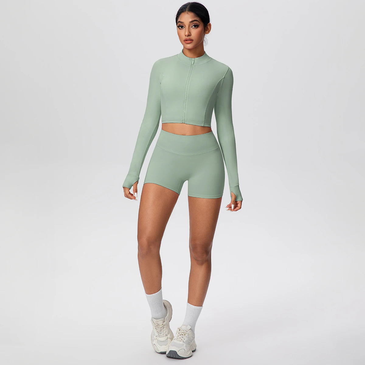 Women Yoga Set Quick Dry | Zipper Top Leggings Set