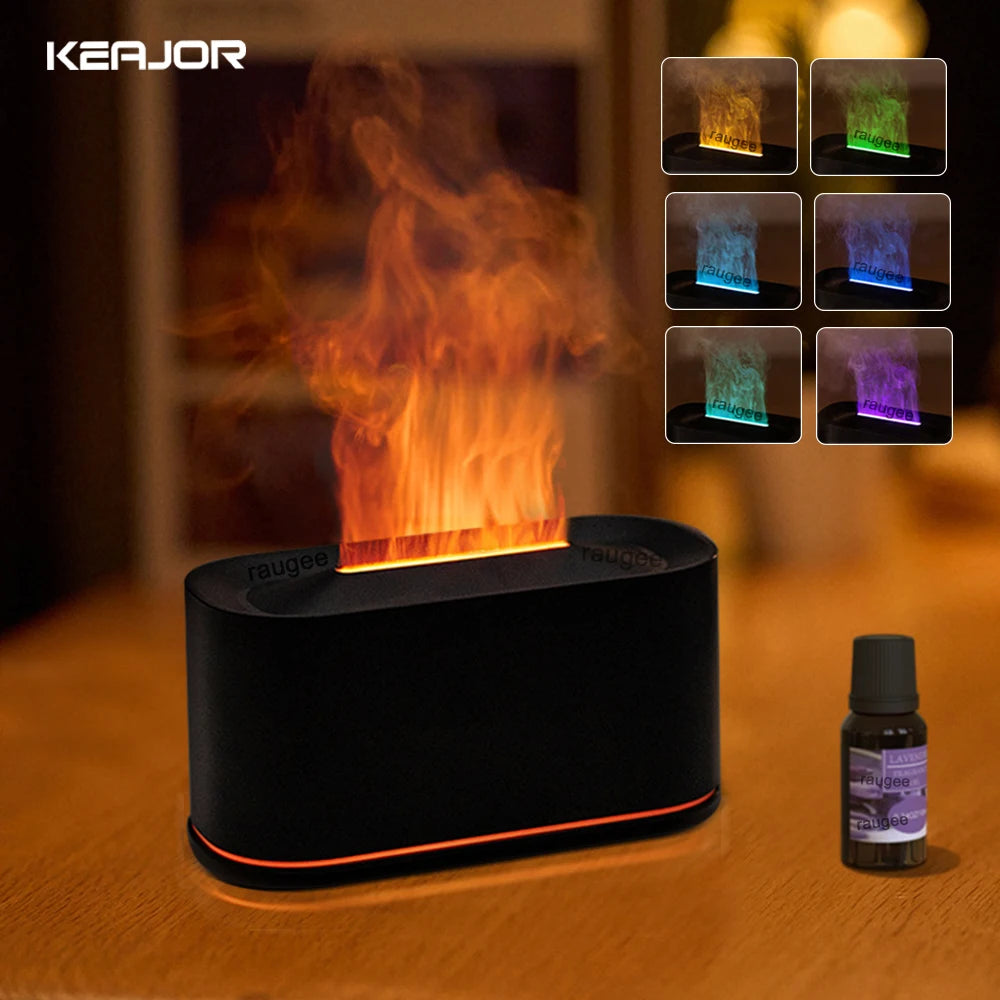 Flame Essential Oil Diffuser | Mini Air Humidifier with LED Night Light
