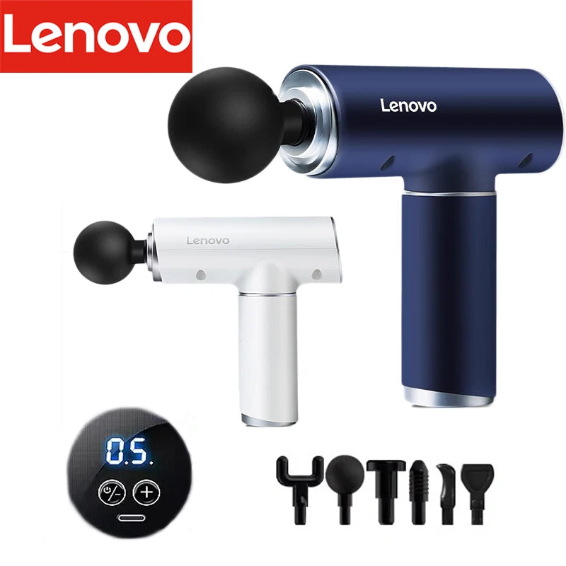 Lenovo Mini Massage Gun | 6 Heads Deep Tissue Fascia Gun with 5 Speeds Silent Massager