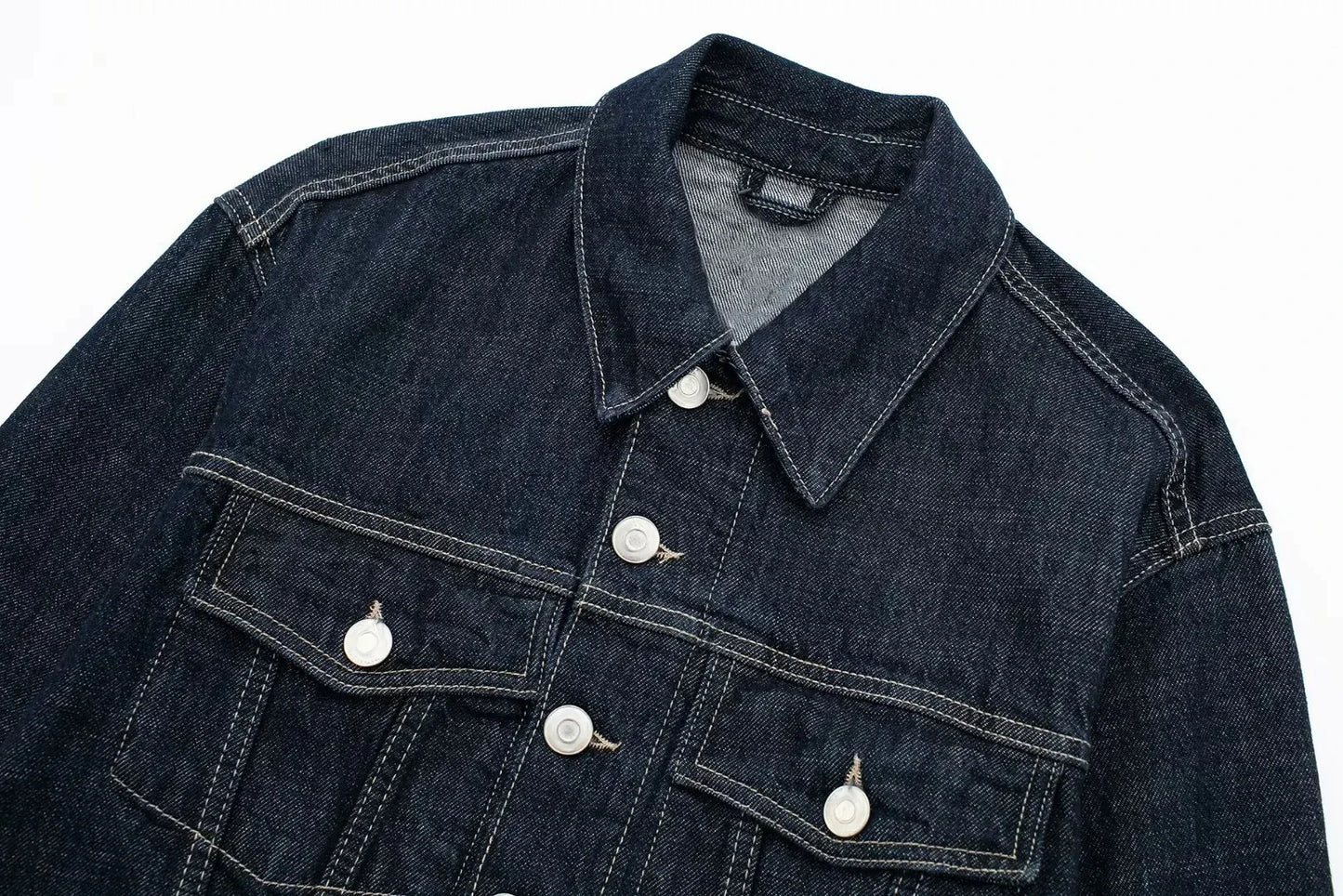 HH Women Denim Set Crop Jacket Wide Leg Jeans Vintage 2 Piece Outfit