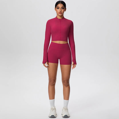 Women Yoga Set Quick Dry | Zipper Top Leggings Set