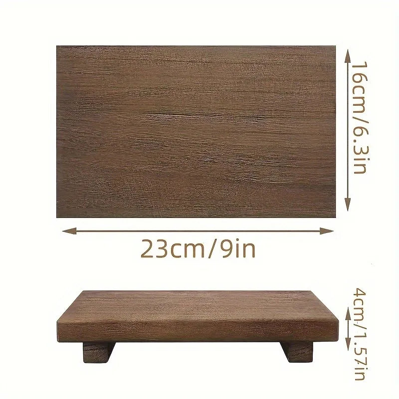 1Pc Wooden Bathroom Tray Pedestal Stand Bathroom Decor Decorative Wooden Riser Kitchen Soap Dish Holder for Vanity Counter