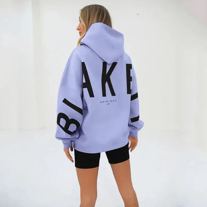 Women’s Stylish Printed Hoodie Thick Warm Streetwear Sweatshirt